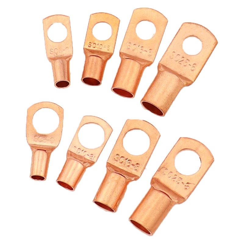 10/25/50/100pcs Copper Lug Ring Wire Connectors Bare Cable Electric Crimp Terminal SC6-6 SC6-8 SC10-6 SC10-8 SC16-6 SC25-6