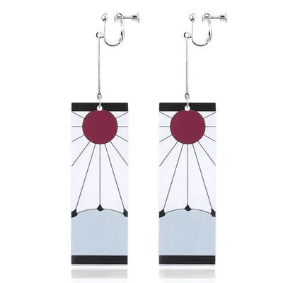 Fashion Acrylic Tanjiro Earrings Demon Slayer Earrings Anime Cosplay Props Hanafuda Drop Long Earrings for Women Girls Jewelry