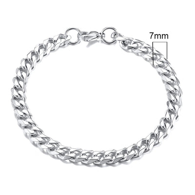 Vnox 3-11mm Chunky Miami Curb Chain Bracelet for Men, Stainless Steel Cuban Link Chain Wristband Classic Punk Heavy Male Jewelry