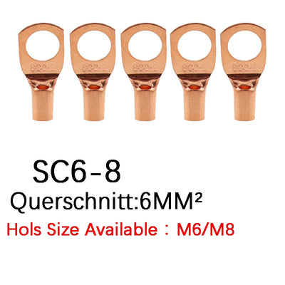 10/25/50/100pcs Copper Lug Ring Wire Connectors Bare Cable Electric Crimp Terminal SC6-6 SC6-8 SC10-6 SC10-8 SC16-6 SC25-6