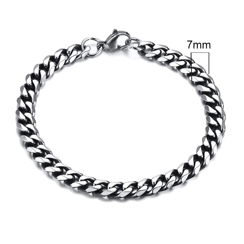 Vnox 3-11mm Chunky Miami Curb Chain Bracelet for Men, Stainless Steel Cuban Link Chain Wristband Classic Punk Heavy Male Jewelry