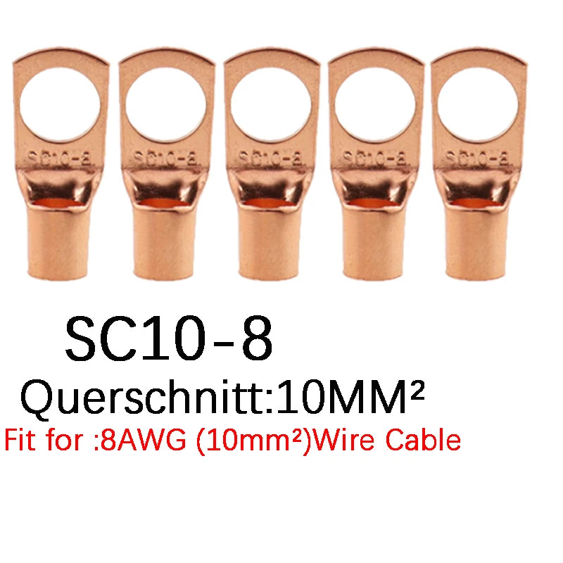 10/25/50/100pcs Copper Lug Ring Wire Connectors Bare Cable Electric Crimp Terminal SC6-6 SC6-8 SC10-6 SC10-8 SC16-6 SC25-6