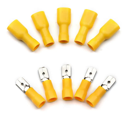 100PCS Insulated Female&Male Crimp Spade Terminals Butt Splice 6.3mm Electrical Wire Cable Connectors Wiring Cable Plug