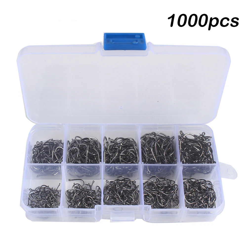 Fishing Hooks 100-1000 Pieces of Fish Hook Box Set Saltwater Fresh Water High Carbon Steel Fish Hook Accessories Fishing Gear