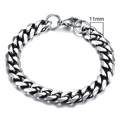 Vnox 3-11mm Chunky Miami Curb Chain Bracelet for Men, Stainless Steel Cuban Link Chain Wristband Classic Punk Heavy Male Jewelry