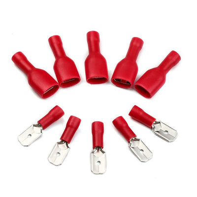 100PCS Insulated Female&Male Crimp Spade Terminals Butt Splice 6.3mm Electrical Wire Cable Connectors Wiring Cable Plug