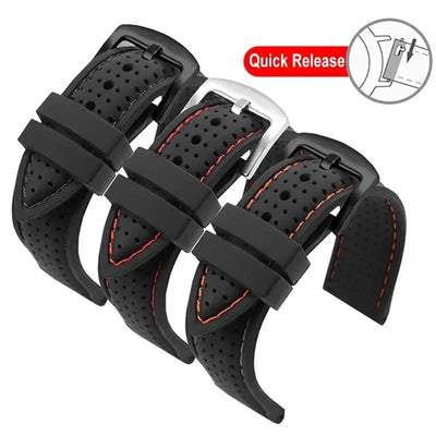 Soft Silicone Rubber Watch Strap 20mm 22mm 24mm Men Women Sport Waterproof Breathable Wrist Band Quick Release Bracelet