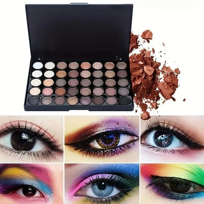 40 Colors Glitter Eyeshadow Palette with Free 5 Brushes Matte Waterproof Long Lasting Pressed Powder Cosmetics MakeUp Kit