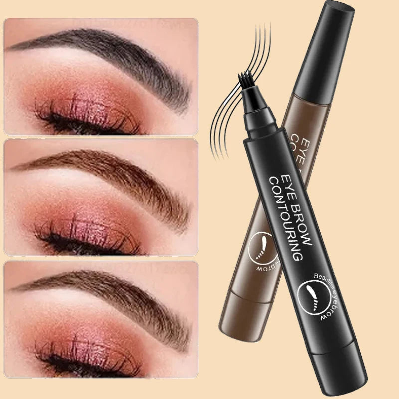 Waterproof Eyebrow Pen Microblading Lasting Colorfast Liquid Eyebrow Pencil With 4 Split Head Natural Looking Brows Women Makeup