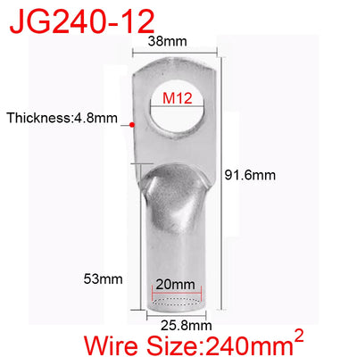 JG6/10/16/25/35/50/70/95/120-300 Marine Copper Screw Hole Electric Wire Cable Ring Tubular Cord End Lug Connector Crimp Terminal