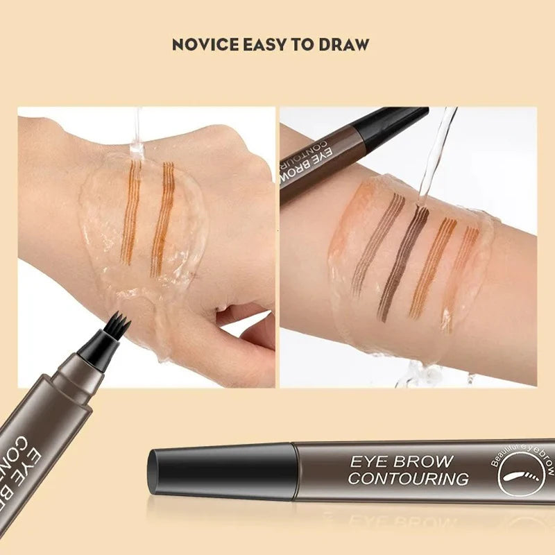 Waterproof Eyebrow Pen Microblading Lasting Colorfast Liquid Eyebrow Pencil With 4 Split Head Natural Looking Brows Women Makeup