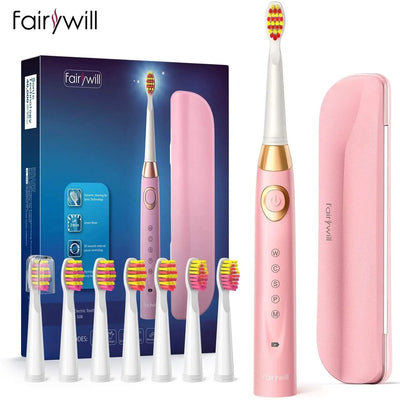 Fairywill Electric Toothbrushes for Adults Kids 5 Modes Smart Timer Rechargeable Whitening Sonic Toothbrush with 8 Brush Heads