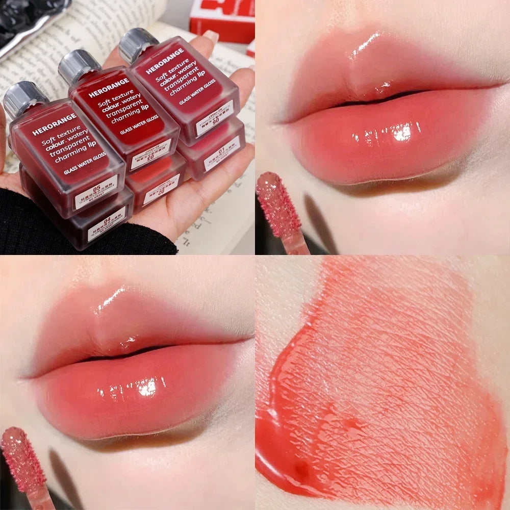 6 Color Water Mirror Gloss Lip Glaze Natural Lasting Hydrating Moisturizing Not Easy To Take Off Makeup Liquid Lipstick Cosmetic