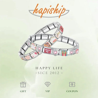 Hapiship New Women's Jewelry 9mm Width Itanlian Elastic Charm Bracelet Fashion Stainless Steel Bangle ST-