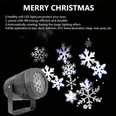 LED USB Snowflake Projector Holiday Lights Christmas Projection Outdoor Lamp Snow Spotlight for New Year Party