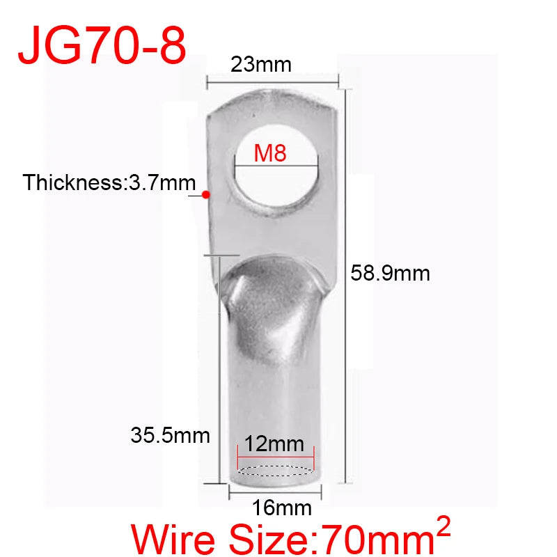 JG6/10/16/25/35/50/70/95/120-300 Marine Copper Screw Hole Electric Wire Cable Ring Tubular Cord End Lug Connector Crimp Terminal