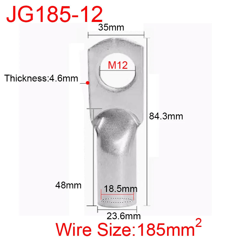 JG6/10/16/25/35/50/70/95/120-300 Marine Copper Screw Hole Electric Wire Cable Ring Tubular Cord End Lug Connector Crimp Terminal