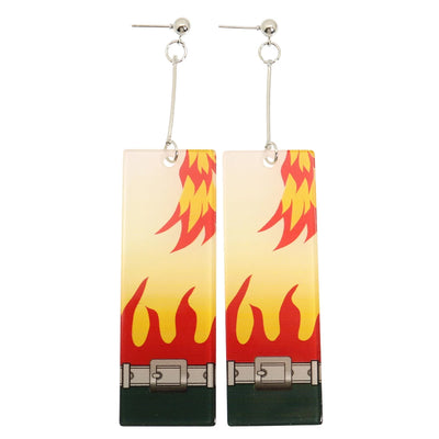 Fashion Acrylic Tanjiro Earrings Demon Slayer Earrings Anime Cosplay Props Hanafuda Drop Long Earrings for Women Girls Jewelry