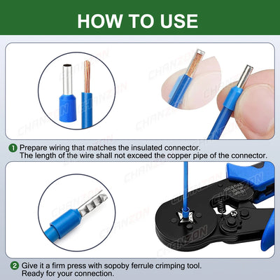 100/200Pcs E0508 E7508 E1008 E1508 E2508 Insulated Ferrule Tubular Terminal Kit Electrical Cable Wire Ends Tube Crimp Connector