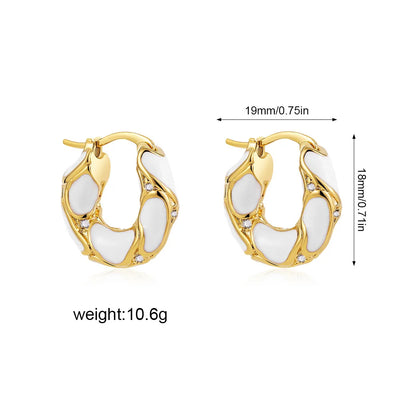 New Trendy Enamel Color Metal Texture Small Hoop Earrings for Women Gold Plated Statement Ear Buckle Creative Jewelry Gifts