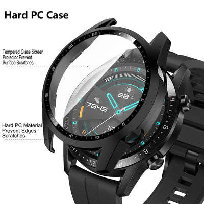 Tempered Glass Case For Huawei Watch GT2 46mm Cover Full Coverage Bumper Screen Protector For Huawei Watch GT 2 46mm Shell