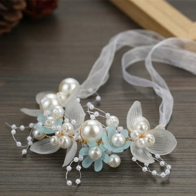 ZAKOL Sweet Romantic Bridal Pearl Flower Hair Headdress Garland Headband Wedding Jewelry Gift