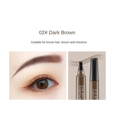 Waterproof Eyebrow Pen Microblading Lasting Colorfast Liquid Eyebrow Pencil With 4 Split Head Natural Looking Brows Women Makeup