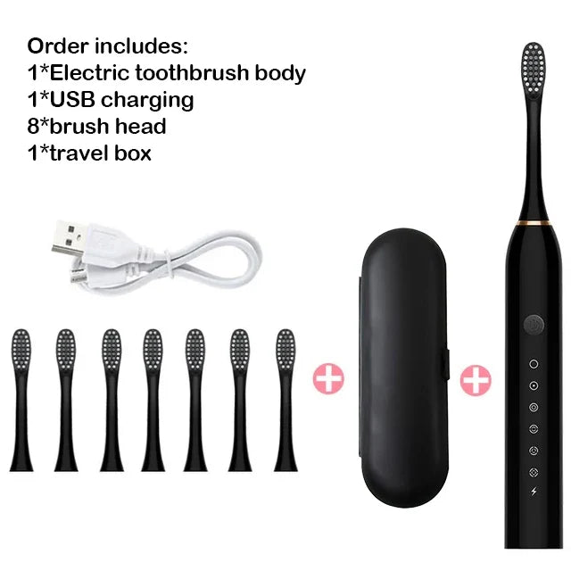 Sonic Electric Toothbrush Adult Smart Timing Tooth Brush Teeth Clean Whitening Fast USB Rechargeable Toothbrush Replacement Head