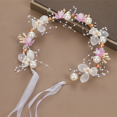 ZAKOL Sweet Romantic Bridal Pearl Flower Hair Headdress Garland Headband Wedding Jewelry Gift