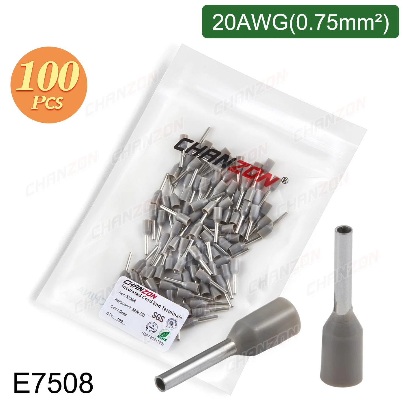 100/200Pcs E0508 E7508 E1008 E1508 E2508 Insulated Ferrule Tubular Terminal Kit Electrical Cable Wire Ends Tube Crimp Connector