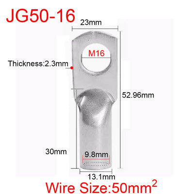 JG6/10/16/25/35/50/70/95/120-300 Marine Copper Screw Hole Electric Wire Cable Ring Tubular Cord End Lug Connector Crimp Terminal