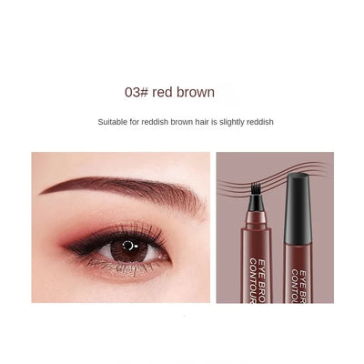 Waterproof Eyebrow Pen Microblading Lasting Colorfast Liquid Eyebrow Pencil With 4 Split Head Natural Looking Brows Women Makeup