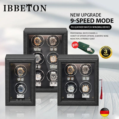 IBBETON Luxury Wood Watch Winder High-End  2 4 6 Slots Automatic Watches Box With Mabuchi Mute Motor Watch Cabinet Clock Storage