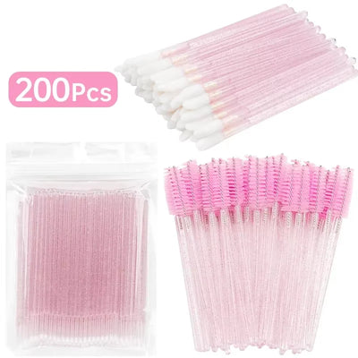 200 Pcs Disposable Makeup Brushes Set Mascara Wands Lip Brush Microbrush Applicator Swab For Eyelash Extension Make Up Tools