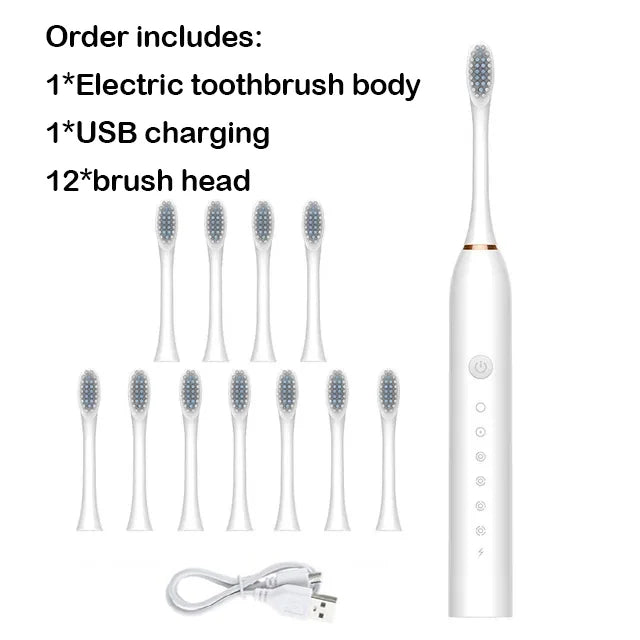 Sonic Electric Toothbrush IPX7 Waterproof Oral Care Whitening Tooth Brush Rechargeable Automatic Adult Powerful Smart Toothbrush