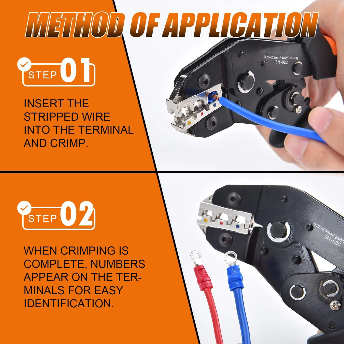 Assorted Spade Terminals Insulated Cable Connector Electrical Wire Crimp Butt Ring Fork Set Ring Lugs Rolled Crimping tool Kit