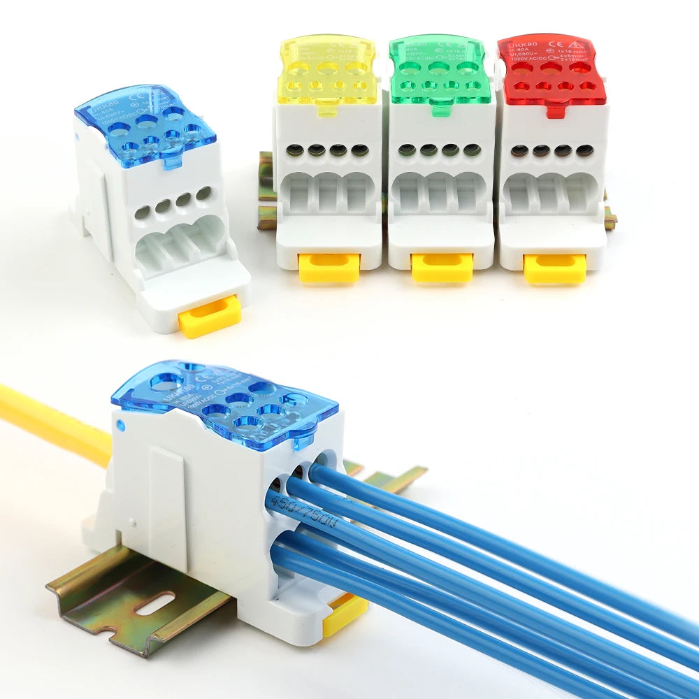 Electric Split Din Rail Terminal Block Junction Box Power Wire Electrical Connector UKK80A 125A 160A