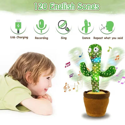 New Dancing Cactus Toys Repeat Talking Songs Wriggle Dancing Sing Toy Talk Plushie Stuffed Toys for Baby Adult Christmas Gifts