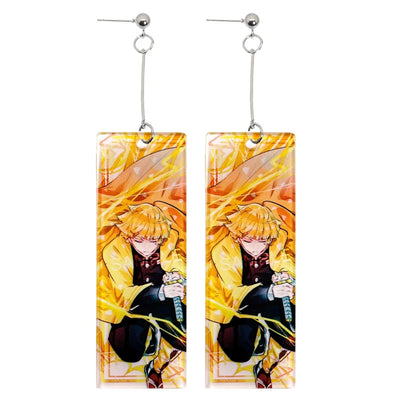 Fashion Acrylic Tanjiro Earrings Demon Slayer Earrings Anime Cosplay Props Hanafuda Drop Long Earrings for Women Girls Jewelry