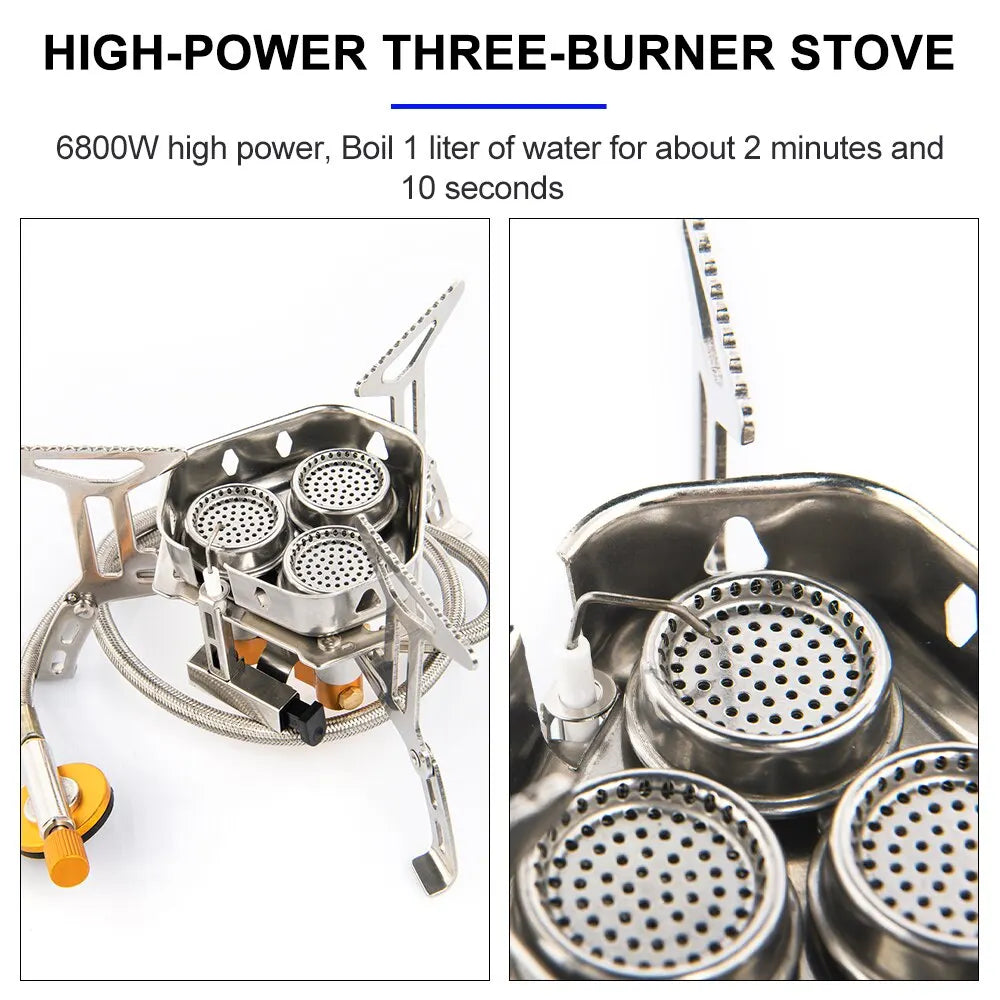 Widesea Camping Tourist Burner Big Power Gas Stove Cookware Portable Furnace Picnic Barbecue Tourism Supplies Outdoor Recreation