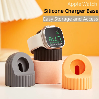 Soft Silicone Charger Stand for Apple Watch Series 8 7 6 5 4 3 2 1 SE Iwatch Station Dock Charging Desktop Holder Accessories