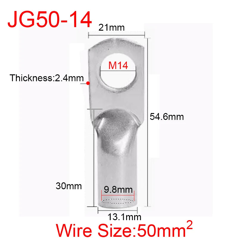 JG6/10/16/25/35/50/70/95/120-300 Marine Copper Screw Hole Electric Wire Cable Ring Tubular Cord End Lug Connector Crimp Terminal