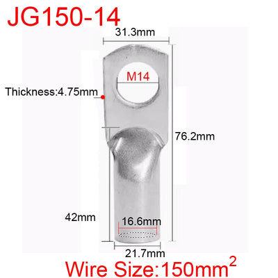 JG6/10/16/25/35/50/70/95/120-300 Marine Copper Screw Hole Electric Wire Cable Ring Tubular Cord End Lug Connector Crimp Terminal