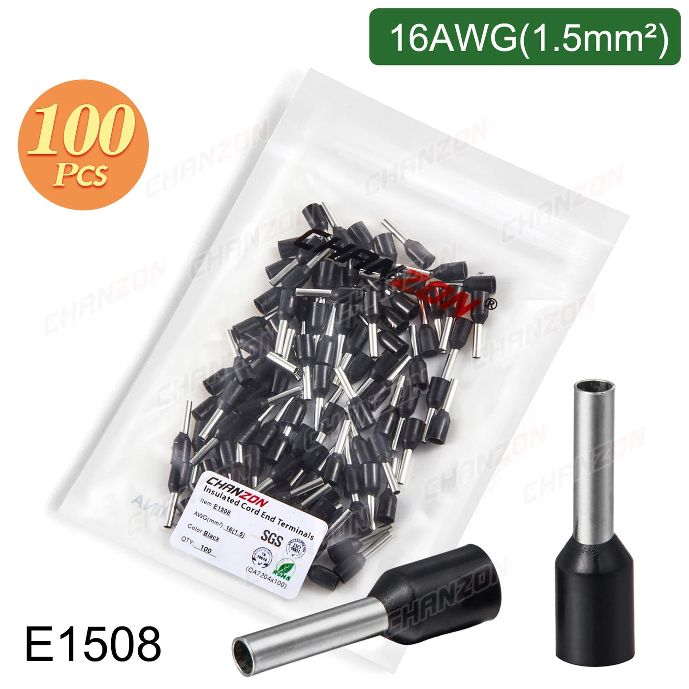 100/200Pcs E0508 E7508 E1008 E1508 E2508 Insulated Ferrule Tubular Terminal Kit Electrical Cable Wire Ends Tube Crimp Connector