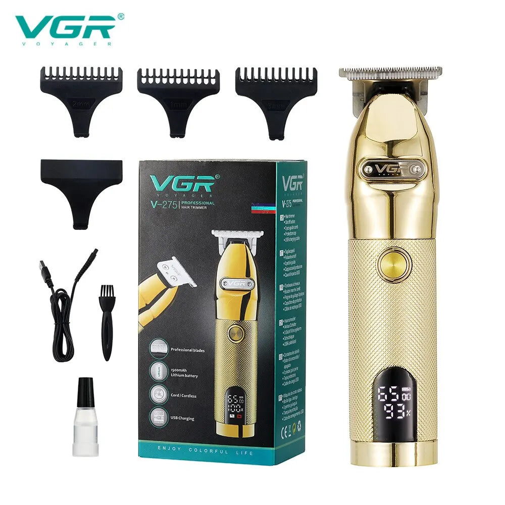 VGR Electric Hair Clipper Professional Personal Care Barber Hair Trimmer Men Shaver LCD Rechargeable Metal Hair Clippers V-275