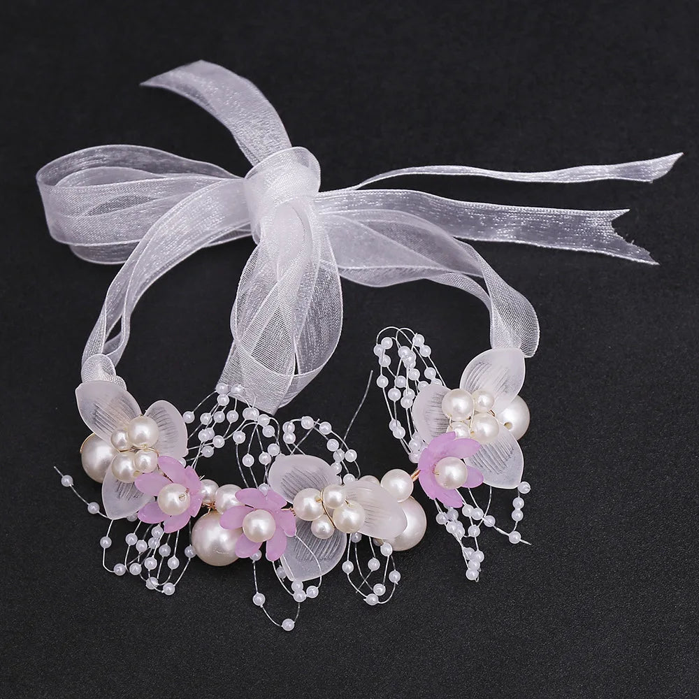 ZAKOL Sweet Romantic Bridal Pearl Flower Hair Headdress Garland Headband Wedding Jewelry Gift