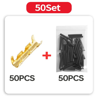 50/100 Set U-Shaped Electrical Wire Connectors Crimp Terminals For Fast Wiring Connection 0.5-1.5mm² And Heat Shrink Tube Kit