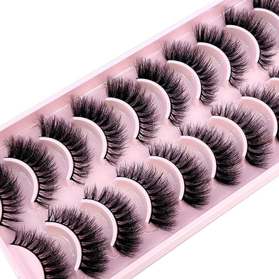 HBZGTLAD New 10 Pairs Natural False Eyelashes Fake Lashes Long Makeup 3d Mink Lashes Extension Eyelash Mink Eyelashes for Beauty