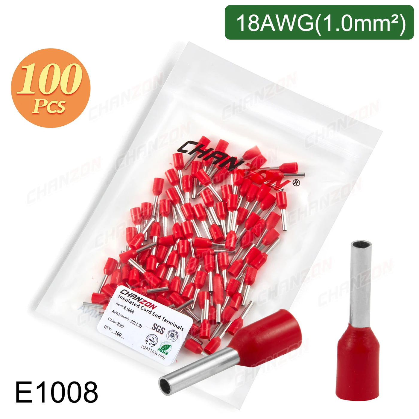 100/200Pcs E0508 E7508 E1008 E1508 E2508 Insulated Ferrule Tubular Terminal Kit Electrical Cable Wire Ends Tube Crimp Connector