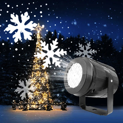 LED USB Snowflake Projector Holiday Lights Christmas Projection Outdoor Lamp Snow Spotlight for New Year Party